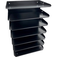 Huron Horizontal Slots Desk Organizer - 7 Compartment(s) - 18" Height x 8.8" Width x 12" Depth - Durable - Black - Steel - 1 Each