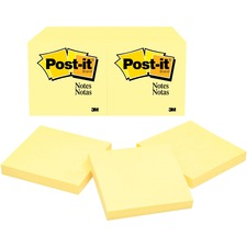 Post-it&reg; Notes Original Notepads - 100 - 3" x 3" - 100 Sheets per Pad - Removable - 24 / Bundle