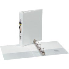 Mini Size Durable View Binder With Round Rings, 3 Rings, 1" Capacity, 8.5 X 5.5, White