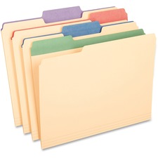 Color Tab File Folders, 1/3-cut Tabs: Assorted, Letter Size, 0.75" Expansion, Manila, 50/box
