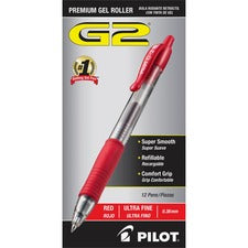 G2 Premium Gel Pen Convenience Pack, Retractable, Extra-fine 0.38 Mm, Red Ink, Clear/red Barrel