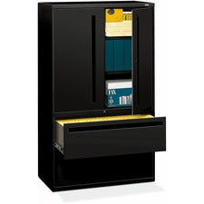 Brigade 700 Series Lateral File, Three-shelf Enclosed Storage, 2 Legal/letter-size File Drawers, Black, 42" X 18" X 64.25"