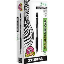 Z-grip Ballpoint Pen, Retractable, Medium 1 Mm, Black Ink, Clear Barrel, 12/pack