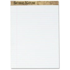 Second Nature Recycled Ruled Pads, Wide/legal Rule, 50 White 8.5 X 11.75 Sheets, Dozen