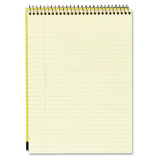 Stiff-back Wire Bound Notepad, Wide/legal Rule, Canary/blue Cover, 70 Canary-yellow 8.5 X 11.5 Sheets