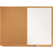 Bulletin/dry-erase Board, Melamine/cork, 36 X 24, White/brown Surface, Oak Finish Frame