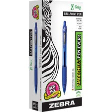 Z-grip Ballpoint Pen, Retractable, Medium 1 Mm, Blue Ink, Clear Barrel, 12/pack
