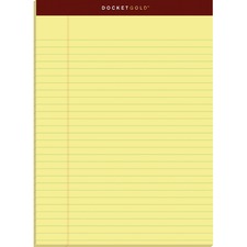 Docket Gold Ruled Perforated Pads, Wide/legal Rule, 50 Canary-yellow 8.5 X 11.75 Sheets, 12/pack
