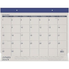 Fashion Color Desk Pad, 22 X 17, Stone/blue Sheets, Blue Binding, Clear Corners, 12-month (jan To Dec): 2023