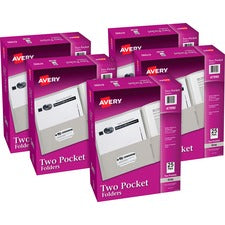 Avery&reg; Letter Pocket Folder - 8 1/2" x 11" - 40 Sheet Capacity - 2 Internal Pocket(s) - Embossed Paper - Gray - 125 / Carton