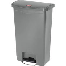 Streamline Resin Step-on Container, Front Step Style, 13 Gal, Polyethylene, Gray