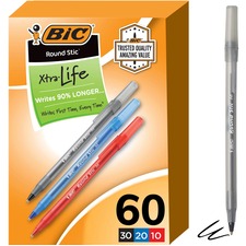 Round Stic Xtra Precision Ballpoint Pen Value Pack, Stick, Medium 1 Mm, Assorted Ink And Barrel Colors, 60/pack