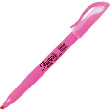 Pocket Style Highlighters, Fluorescent Pink Ink, Chisel Tip, Pink Barrel, Dozen