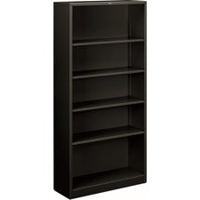 Metal Bookcase, Five-shelf, 34.5w X 12.63w X 71h, Black
