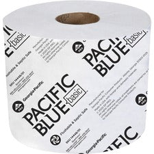 Pacific Blue Basic Standard Roll Toilet Paper - 1 Ply - 3.90" x 4" - 1500 Sheets/Roll - White - Soft - For Office Building, School, Public Facilities - 48 / Carton