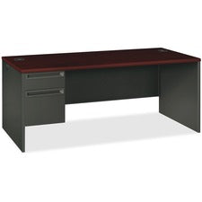 38000 Series Left Pedestal Desk, 72" X 36" X 29.5", Mahogany/charcoal
