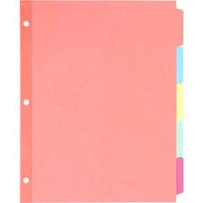 Write And Erase Plain-tab Paper Dividers, 5-tab, 11 X 8.5, Multicolor, 36 Sets