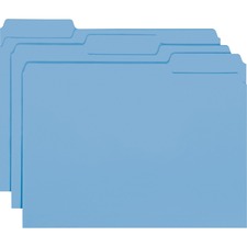 Interior File Folders, 1/3-cut Tabs: Assorted, Letter Size, 0.75" Expansion, Blue, 100/box