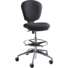 Metro Collection Extended-height Chair, Supports Up To 250 Lb, 23" To 33" Seat Height, Black Seat/back, Chrome Base