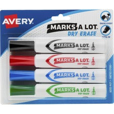 Marks A Lot Desk-style Dry Erase Marker, Broad Chisel Tip, Assorted Colors, 4/set (24409)