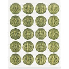 Self-adhesive Embossed Seals, 2" Dia, Gold, 20/sheet, 5 Sheets/pack