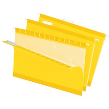 Colored Reinforced Hanging Folders, Legal Size, 1/5-cut Tabs, Yellow, 25/box