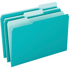 Interior File Folders, 1/3-cut Tabs: Assorted, Letter Size, Aqua, 100/box