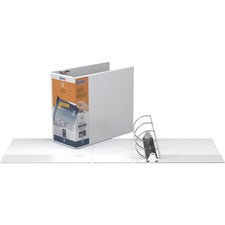 QuickFit D-Ring View Binders - 5" Binder Capacity - Letter - 8 1/2" x 11" Sheet Size - 1000 Sheet Capacity - D-Ring Fastener(s) - 2 Internal Pocket(s) - Vinyl - White - Recycled - Print-transfer Resistant, PVC-free, Locking Ring, Exposed Rivet - 1 Each
