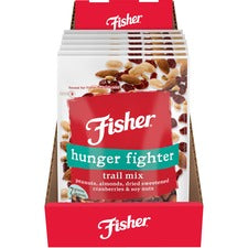 Fisher Hunger Fighter Trail Mix - Resealable Bag - Peanut, Almond, Dried Cranberries - 6 / Carton