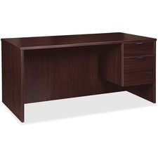 Lorell Prominence 2.0 Espresso Laminate Box/File Right-Pedestal Desk - 2-Drawer - 1" Top, 66" x 30"29" - 2 x File, Box Drawer(s) - Single Pedestal on Right Side - Band Edge - Material: Particleboard - Finish: Espresso Laminate, Thermofused Melamine (TFM)