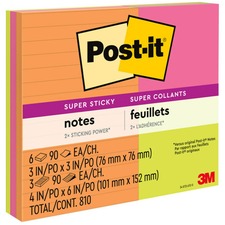 Pads In Energy Boost Collection Colors, (6) Unruled 3" X 3" Pads, (3) Note Ruled 4" X 6" Pads, 90 Sheets/pad, 9 Pads/set