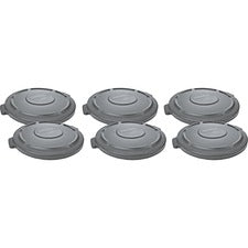 Rubbermaid Commercial Brute 20-gallon Container Lid - Round - Plastic - 6 / Carton - Gray