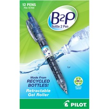 B2p Bottle-2-pen Recycled Gel Pen, Retractable, Fine 0.7 Mm, Blue Ink, Translucent Blue Barrel