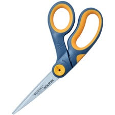 Non-stick Titanium Bonded Scissors, 8" Long, 3.25" Cut Length, Gray/yellow Bent Handle