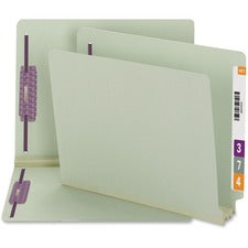 End Tab Pressboard Classification Folders, Two Safeshield Coated Fasteners, 3" Expansion, Letter Size, Gray-green, 25/box