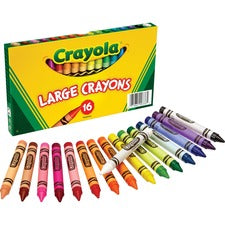 Large Crayons, Lift Lid Box, 16 Colors/box