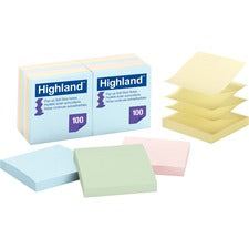 Self-stick Accordion-style Notes, 3" X 3", Assorted Pastel Colors, 100 Sheets/pad, 12 Pads/pack