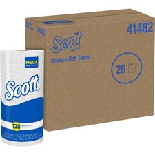 Scott Kitchen Roll Towels - 1 Ply - 11" x 8.78" - 128 Sheets/Roll - White - Soft, Perforated, Absorbent - 20 / Carton