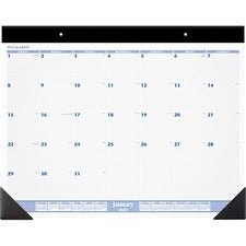 Desk Pad, 24 X 19, White Sheets, Black Binding, Black Corners, 12-month (jan To Dec): 2023