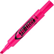 Hi-liter Desk-style Highlighters, Fluorescent Pink Ink, Chisel Tip, Pink/black Barrel, Dozen