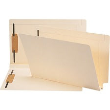 End Tab W-fold Fastener Folders With Reinforced Tabs, 1.5" Expansion, 2 Fasteners, Legal Size, Manila, 50/box