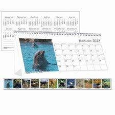 House of Doolittle Wildlife Photo Desk Top Tent Calendars - Julian Dates - Monthly - 12 Month - January 2023 - December 2023 - 1 Month Double Page Layout - Wire Bound - Desktop - Paper - 4.5" Height x 8.5" Width - Reference Calendar, Double-sided - 1 Each