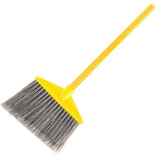 Rubbermaid Commercial Angle Broom - Polypropylene Bristle - 10.50" Brush Face - 1" Handle Diameter - Vinyl Handle - 6 / Carton - Gray