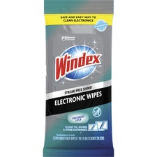 Windex&reg; Electronic Wipes - For Multipurpose, Multi Surface - Non-drip, Ammonia-free, Pre-moistened, Streak-free, Residue-free, Damage Resistant - 25 / Pack - 12 / Carton - White