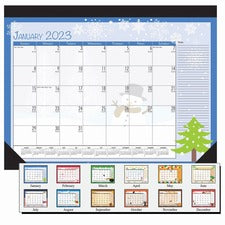 Recycled Desk Pad Calendar, Earthscapes Seasonal Artwork, 22 X 17, Black Binding/corners,12-month (jan To Dec): 2023