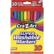 Super Washable Markers, Fine Bullet Tip, Assorted Colors, 10/set