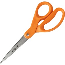Home And Office Scissors, 8" Long, 3.5" Cut Length, Orange Straight Handle