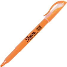 Pocket Style Highlighters, Fluorescent Orange Ink, Chisel Tip, Orange Barrel, Dozen