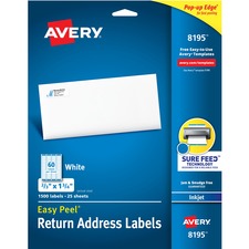 Easy Peel White Address Labels W/ Sure Feed Technology, Inkjet Printers, 0.66 X 1.75, White, 60/sheet, 25 Sheets/pack