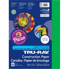 Tru-ray Construction Paper, 76 Lb Text Weight, 9 X 12, Festive Green, 50/pack